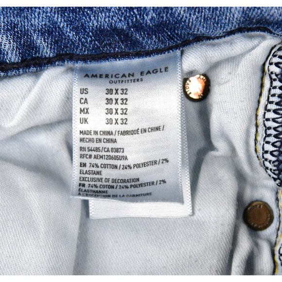 American Eagle Jeans Mens 30x32 (29x30 Meas) Original Straight Blue Denim - Picture 4 of 11